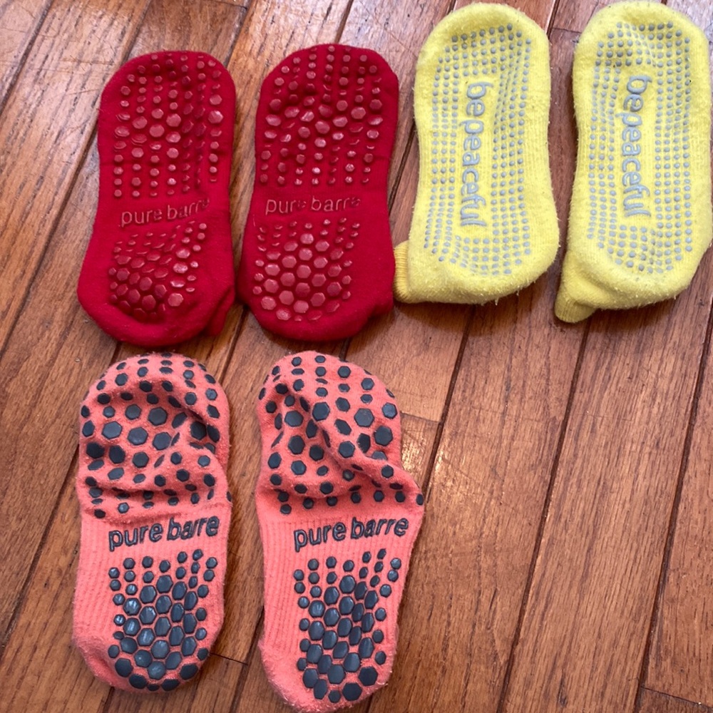 Pure Barre sticky socks, lot of 3, size s/m